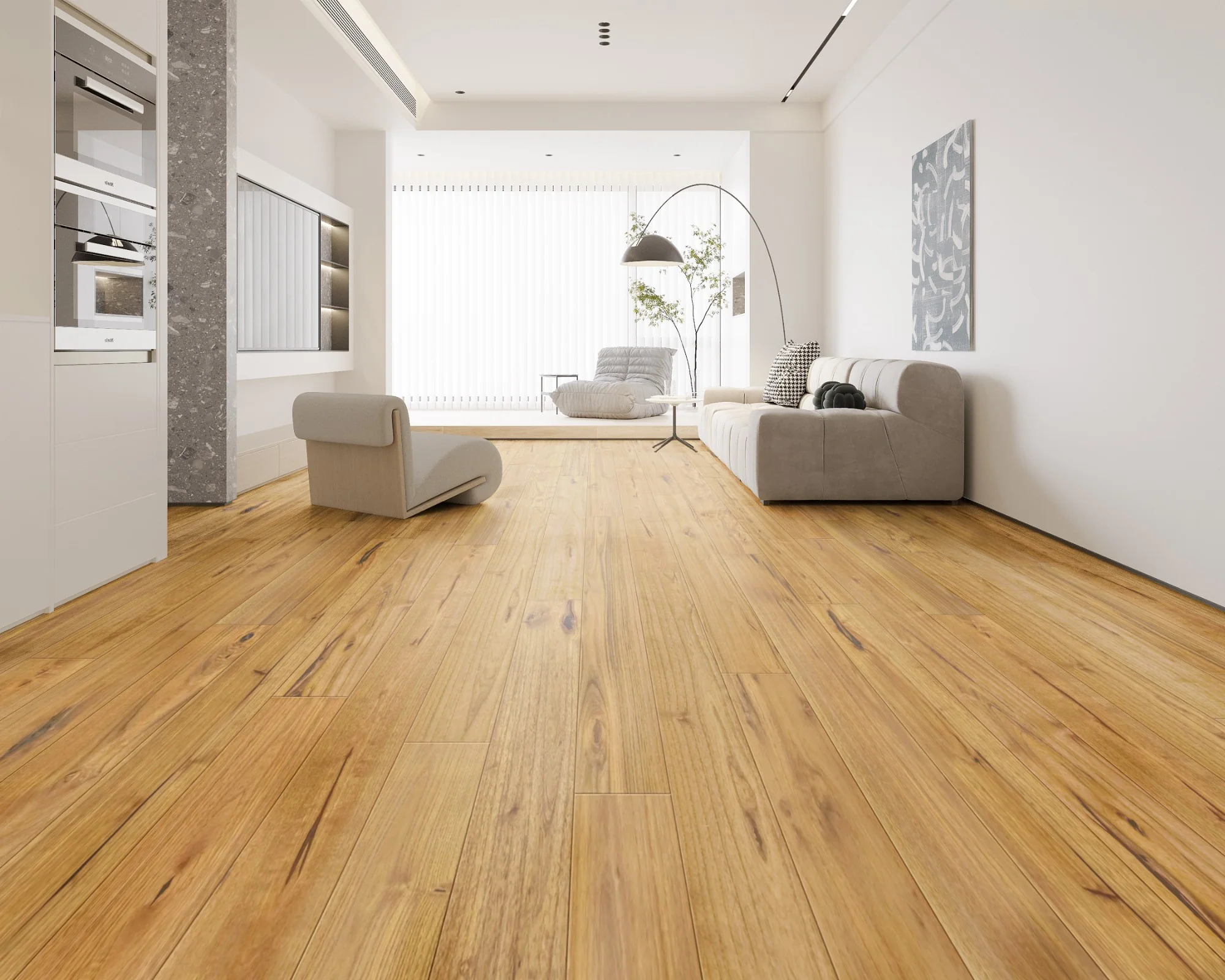 Không gian sử dụng gỗ Teak với ánh sáng tự nhiên